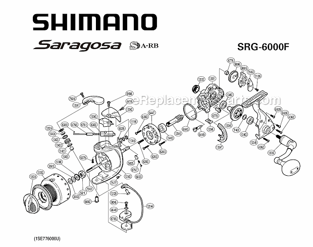 Page A Diagram and Parts List for SRG6000F  Shimano Spinning Reels