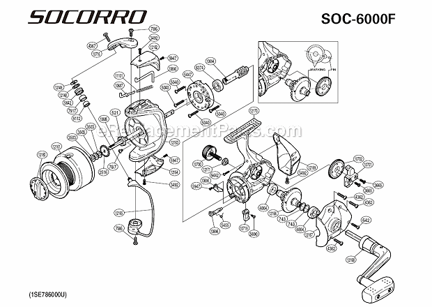 Page A Diagram and Parts List for SOC-6000F  Shimano Spinning Reels