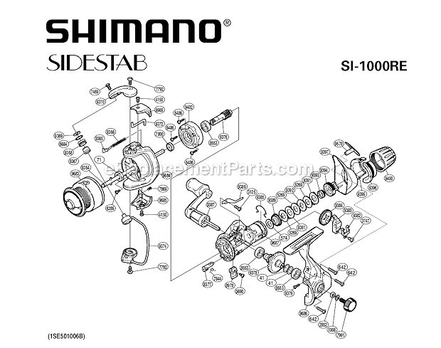 Page A Diagram and Parts List for SI1000RE  Shimano Spinning Reels
