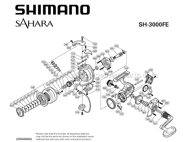 Page A Diagram and Parts List for SH3000FE  Shimano Spinning Reels