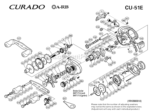 Page A Diagram and Parts List for CU-51E  Shimano Baitcast Reels