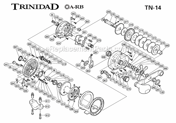 Page A Diagram and Parts List for TN-14  Shimano Conventional Reels