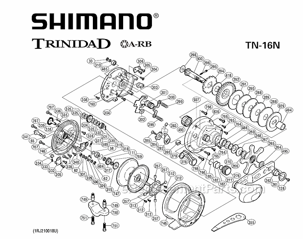 Page A Diagram and Parts List for TN16N  Shimano Conventional Reels