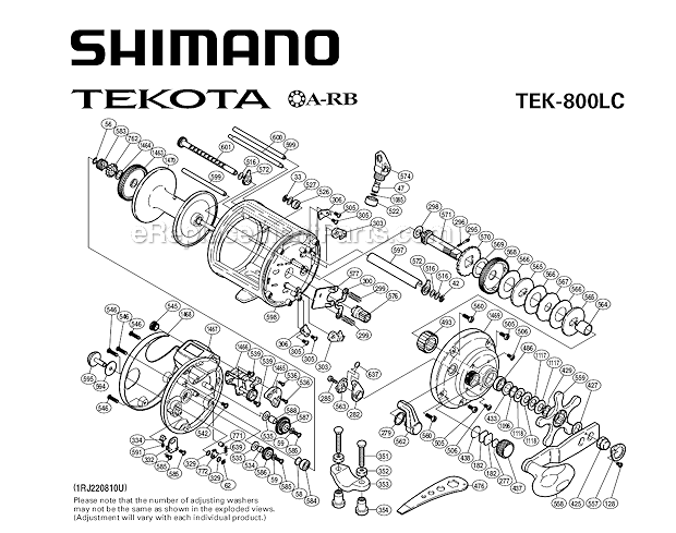 Page A Diagram and Parts List for TEK800LC  Shimano Conventional Reels