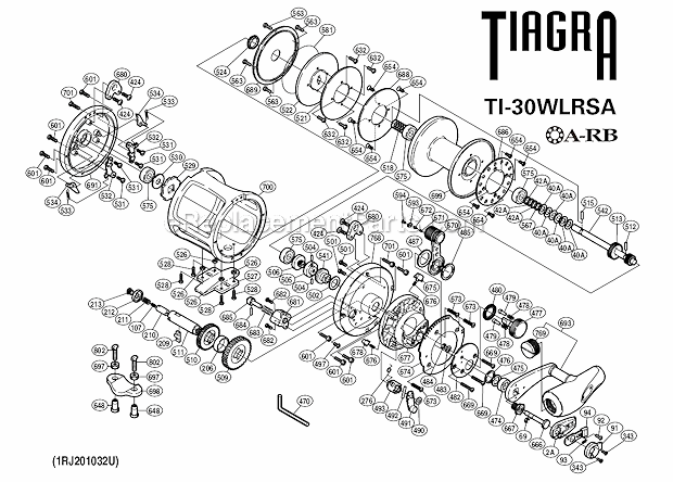 Page A Diagram and Parts List for TI-30WLRSA  Shimano Conventional Reels