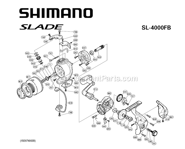 Page A Diagram and Parts List for SL4000FB  Shimano Spinning Reels