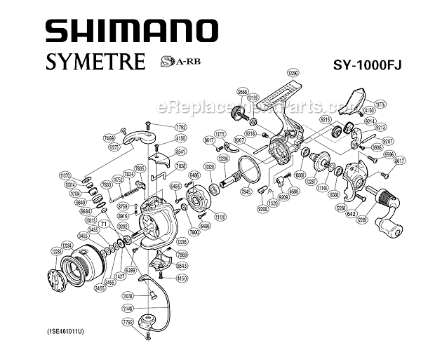 Page A Diagram and Parts List for SY1000FJ  Shimano Spinning Reels