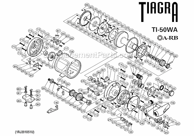 Page A Diagram and Parts List for TI-50WA  Shimano Conventional Reels