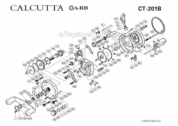Page A Diagram and Parts List for CT-201B  Shimano Baitcast Reels