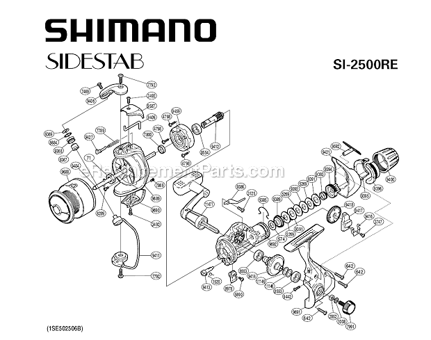 Page A Diagram and Parts List for SI2500RE  Shimano Spinning Reels