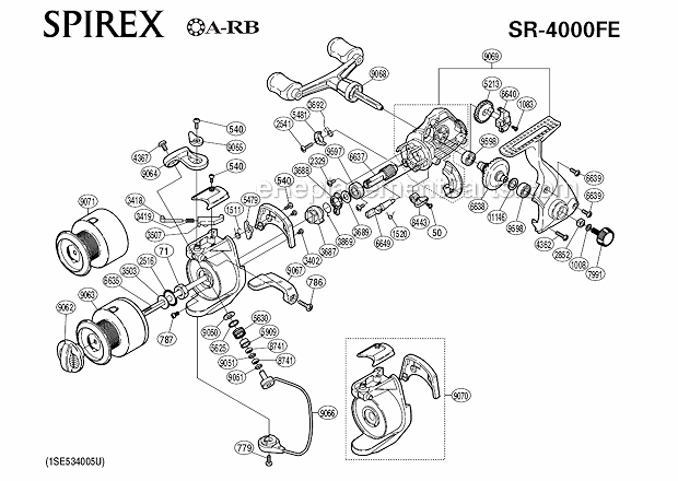 Page A Diagram and Parts List for SR-4000FE  Shimano Spinning Reels