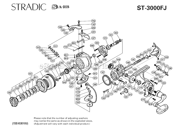 Page A Diagram and Parts List for ST-3000FJ  Shimano Spinning Reels