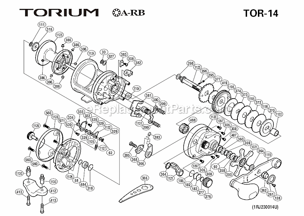 Page A Diagram and Parts List for TOR-14  Shimano Conventional Reels