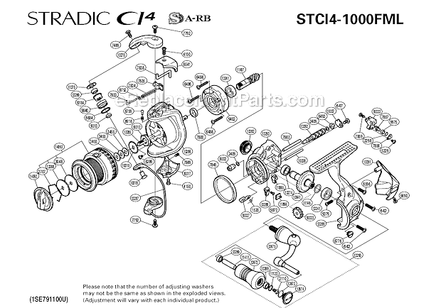 Page A Diagram and Parts List for STCI4-1000FML  Shimano Spinning Reels