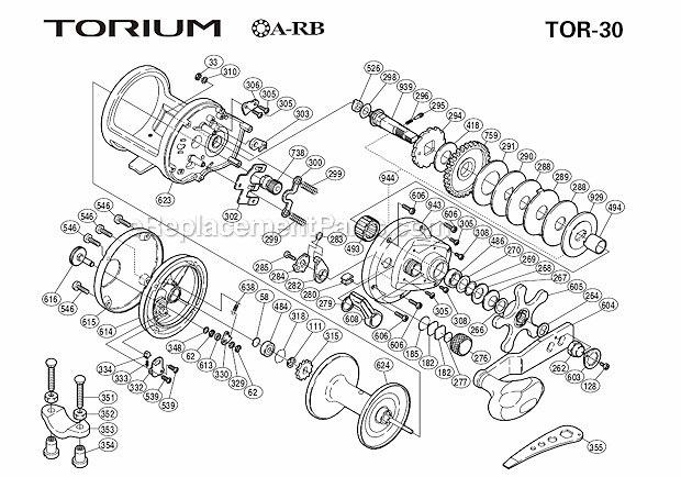 Page A Diagram and Parts List for TOR-30  Shimano Conventional Reels