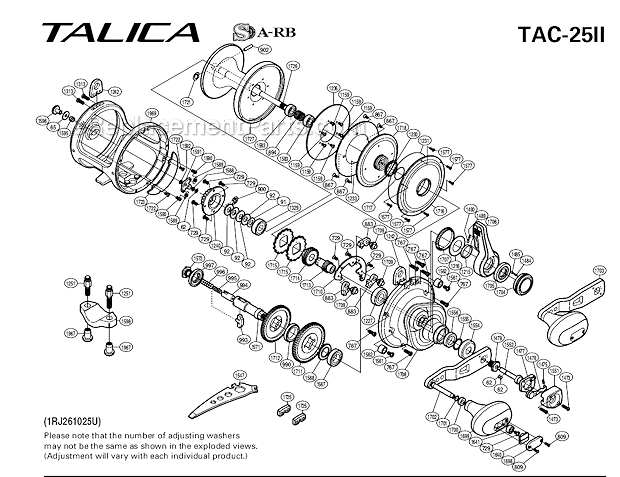 Page A Diagram and Parts List for TAC-25II  Shimano Conventional Reels