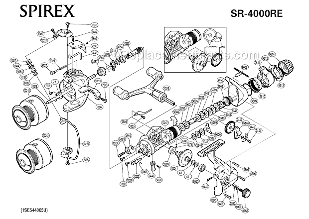 Page A Diagram and Parts List for SR-4000RE  Shimano Spinning Reels