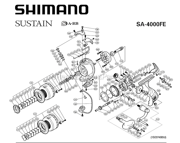 Page A Diagram and Parts List for SA4000FE  Shimano Spinning Reels