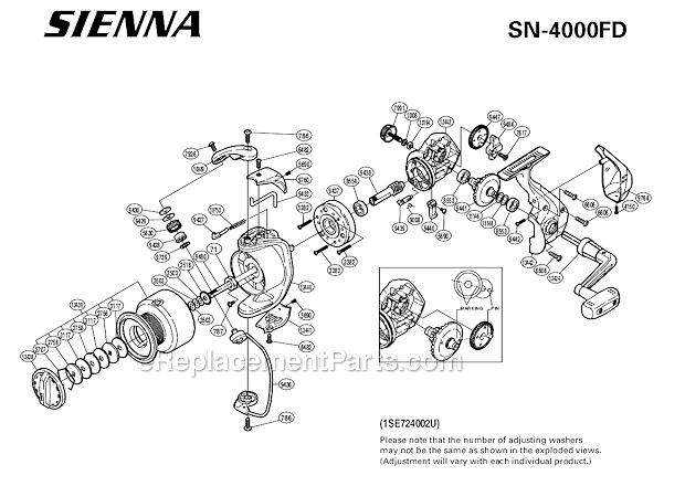 Page A Diagram and Parts List for SN-4000FD  Shimano Spinning Reels