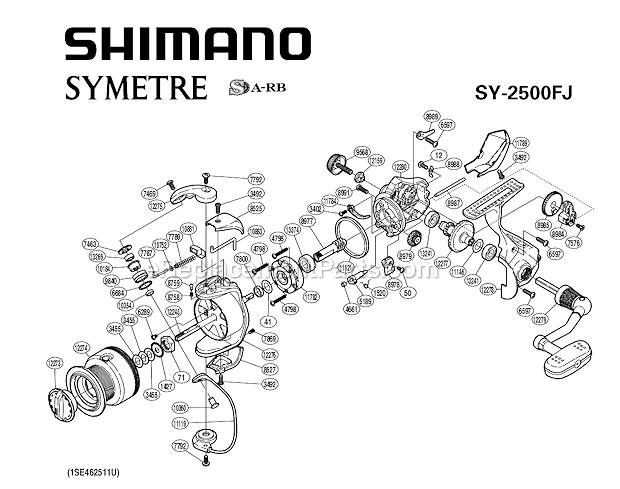 Page A Diagram and Parts List for SY2500FJ  Shimano Spinning Reels