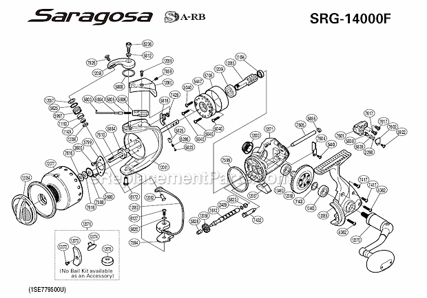 Page A Diagram and Parts List for SRG-14000F  Shimano Spinning Reels