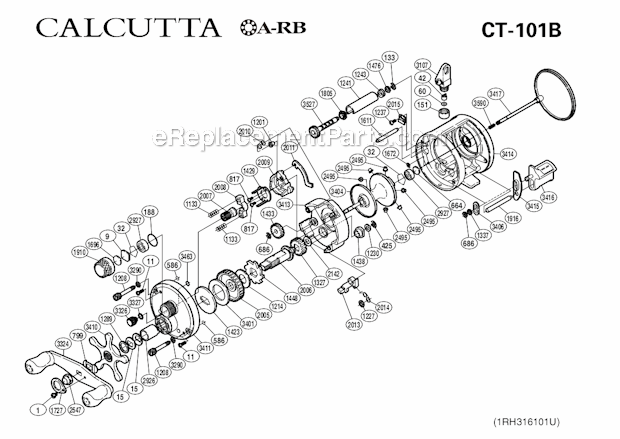 Page A Diagram and Parts List for CT-101B  Shimano Baitcast Reels