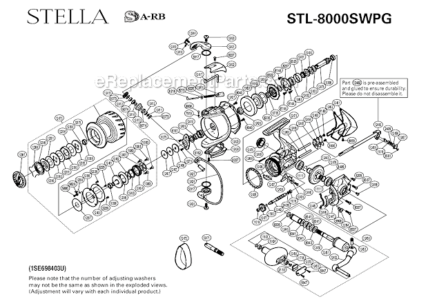 Page A Diagram and Parts List for STL-8000SWPG  Shimano Spinning Reels