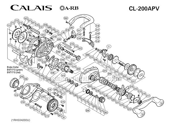 Page A Diagram and Parts List for CL200APV  Shimano Baitcast Reels