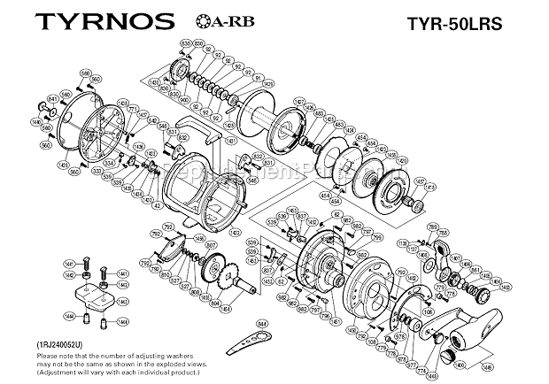 Page A Diagram and Parts List for TYR-50LRS  Shimano Conventional Reels
