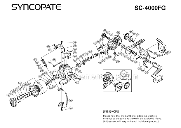 Page A Diagram and Parts List for SC-4000FG  Shimano Spinning Reels
