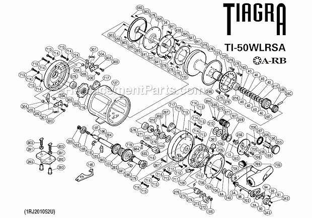 Page A Diagram and Parts List for TI-50WLRSA  Shimano Conventional Reels
