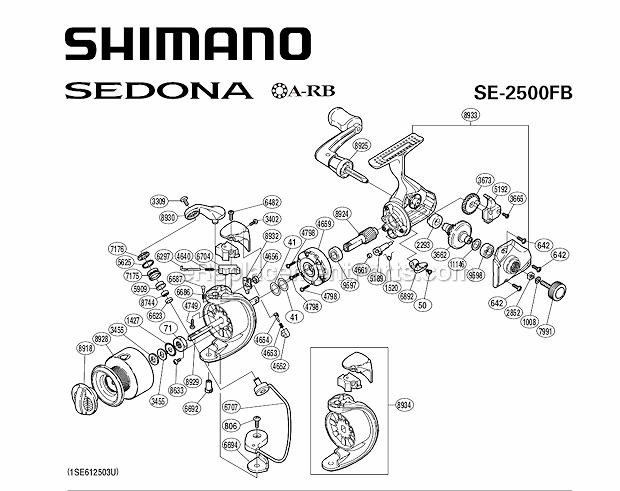 Page A Diagram and Parts List for SE2500FB  Shimano Spinning Reels