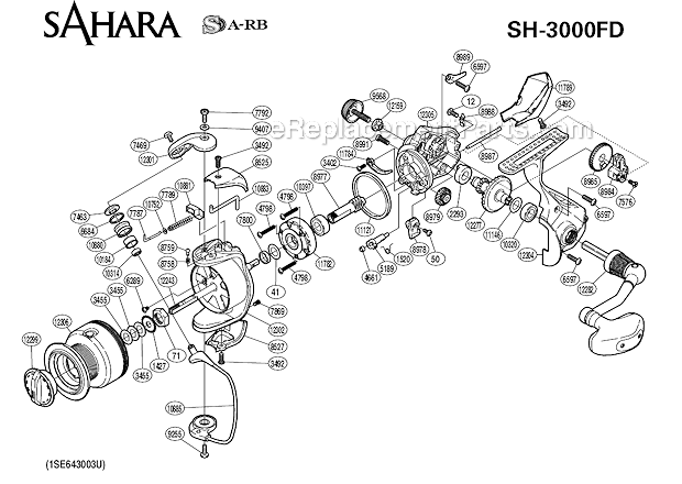 Page A Diagram and Parts List for SH3000FD  Shimano Spinning Reels