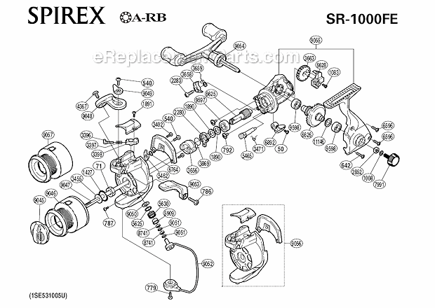 Page A Diagram and Parts List for SR-1000FE  Shimano Spinning Reels
