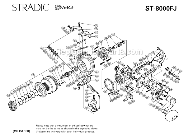 Page A Diagram and Parts List for ST-8000FJ  Shimano Spinning Reels