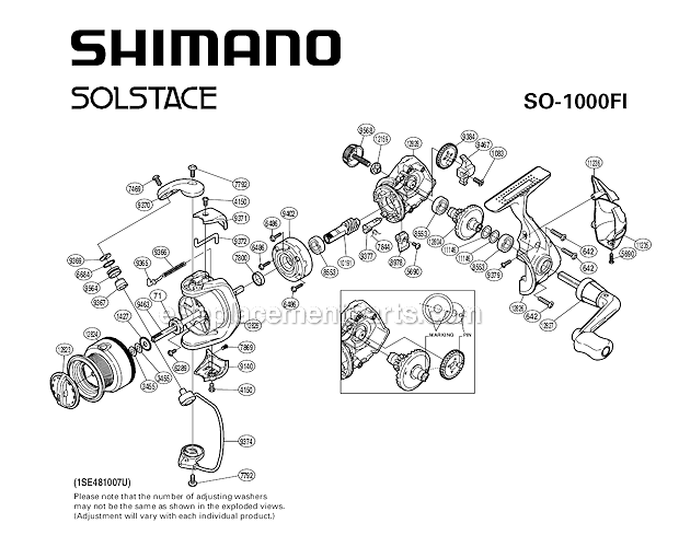 Page A Diagram and Parts List for SO1000FI  Shimano Spinning Reels