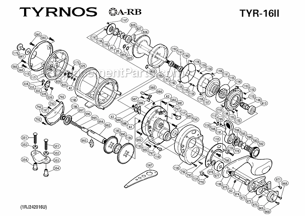 Page A Diagram and Parts List for TYR-16II  Shimano Conventional Reels