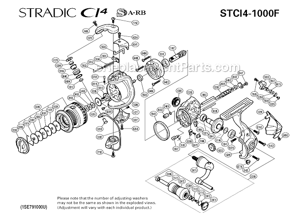Page A Diagram and Parts List for STCI4-1000F  Shimano Spinning Reels