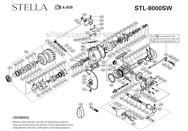 Page A Diagram and Parts List for STL-8000SW  Shimano Spinning Reels