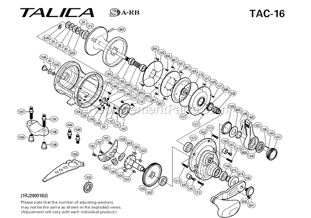 Page A Diagram and Parts List for TAC-16  Shimano Conventional Reels