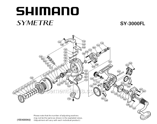 Page A Diagram and Parts List for SY3000FL  Shimano Spinning Reels