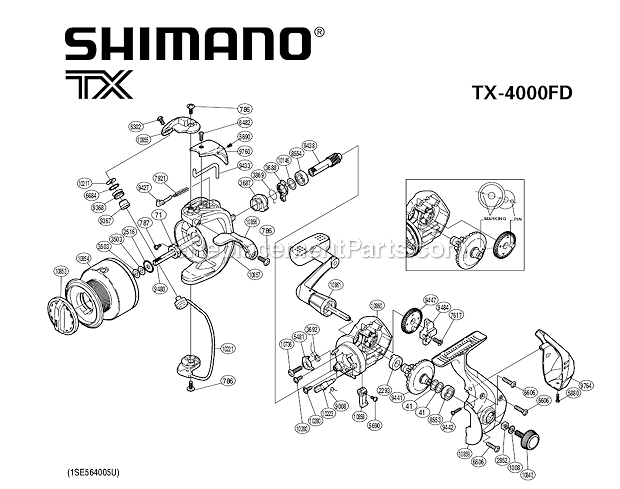 Page A Diagram and Parts List for TX4000FD  Shimano Spinning Reels