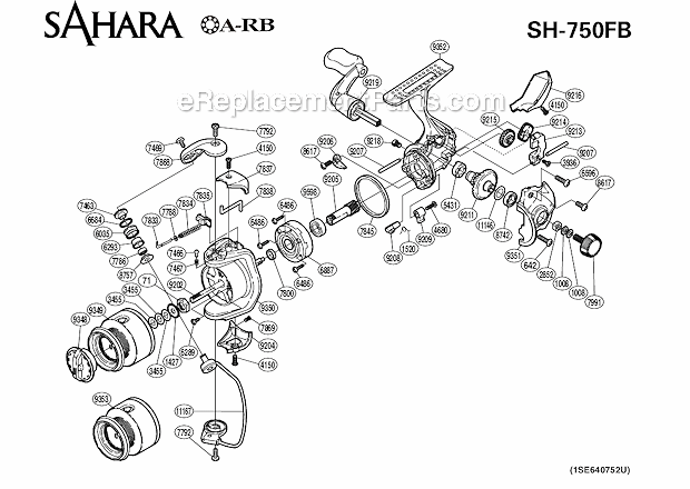 Page A Diagram and Parts List for SH750FB  Shimano Spinning Reels