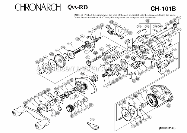 Page A Diagram and Parts List for CH101B  Shimano Baitcast Reels