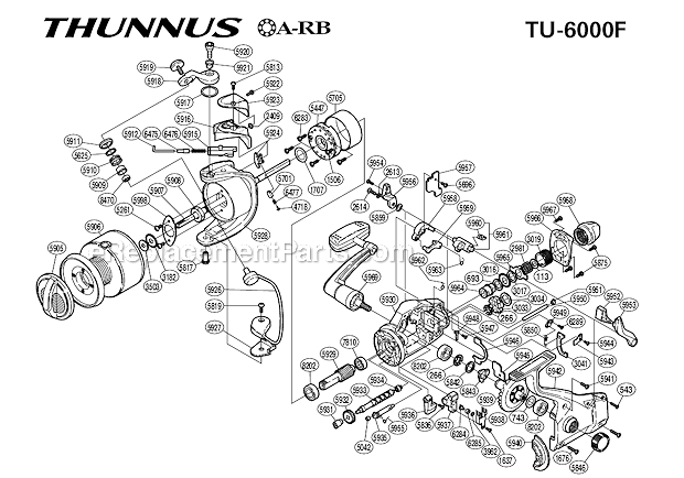 Page A Diagram and Parts List for TU-6000F  Shimano Spinning Reels