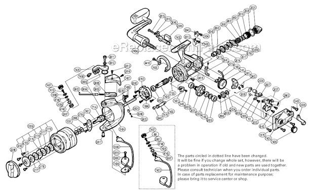 Page A Diagram and Parts List for BTR6500B  Shimano Spinning Reels