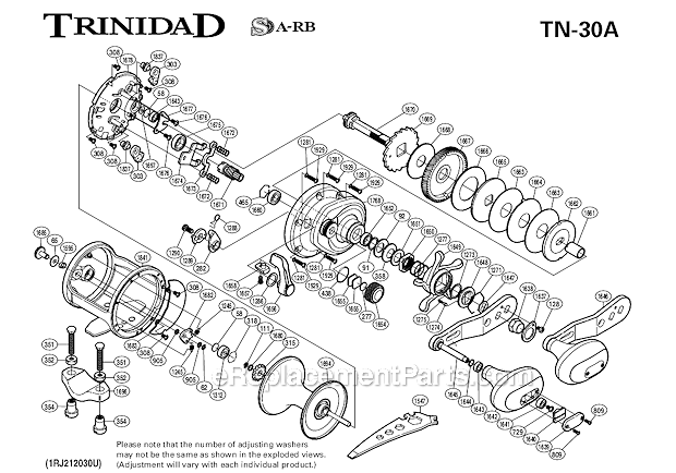 Page A Diagram and Parts List for TN-30A  Shimano Conventional Reels