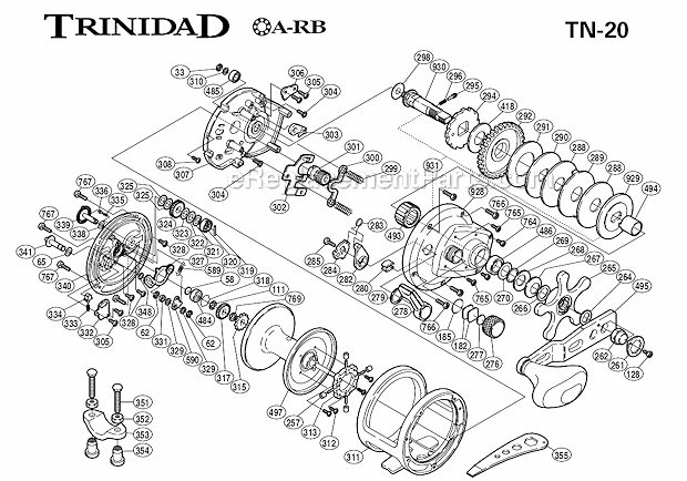 Page A Diagram and Parts List for TN-20  Shimano Conventional Reels
