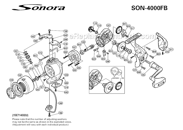 Page A Diagram and Parts List for SON-4000FB  Shimano Spinning Reels