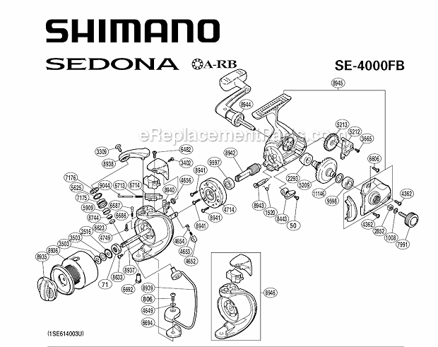 Page A Diagram and Parts List for SE4000FB  Shimano Spinning Reels